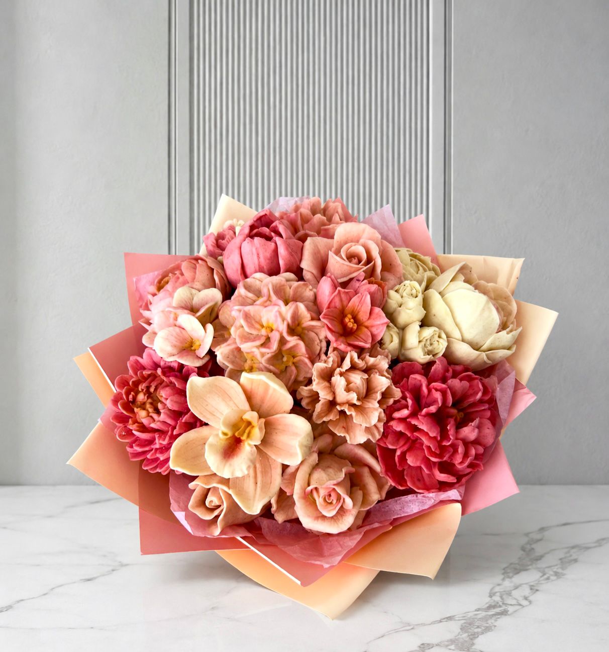 Peach Blossom Mellow buchet pastel piersică